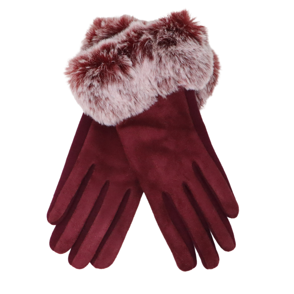 Large Trim Faux-Fur Gloves