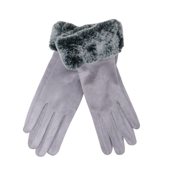 Large Trim Faux-Fur Gloves