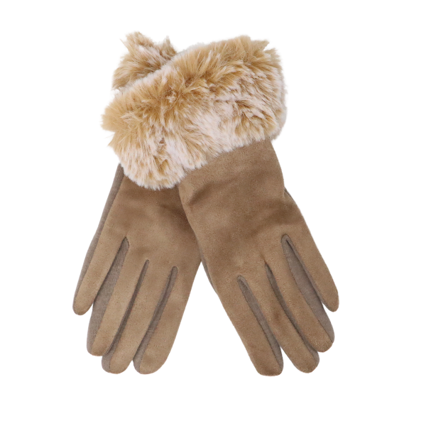 Large Trim Faux-Fur Gloves