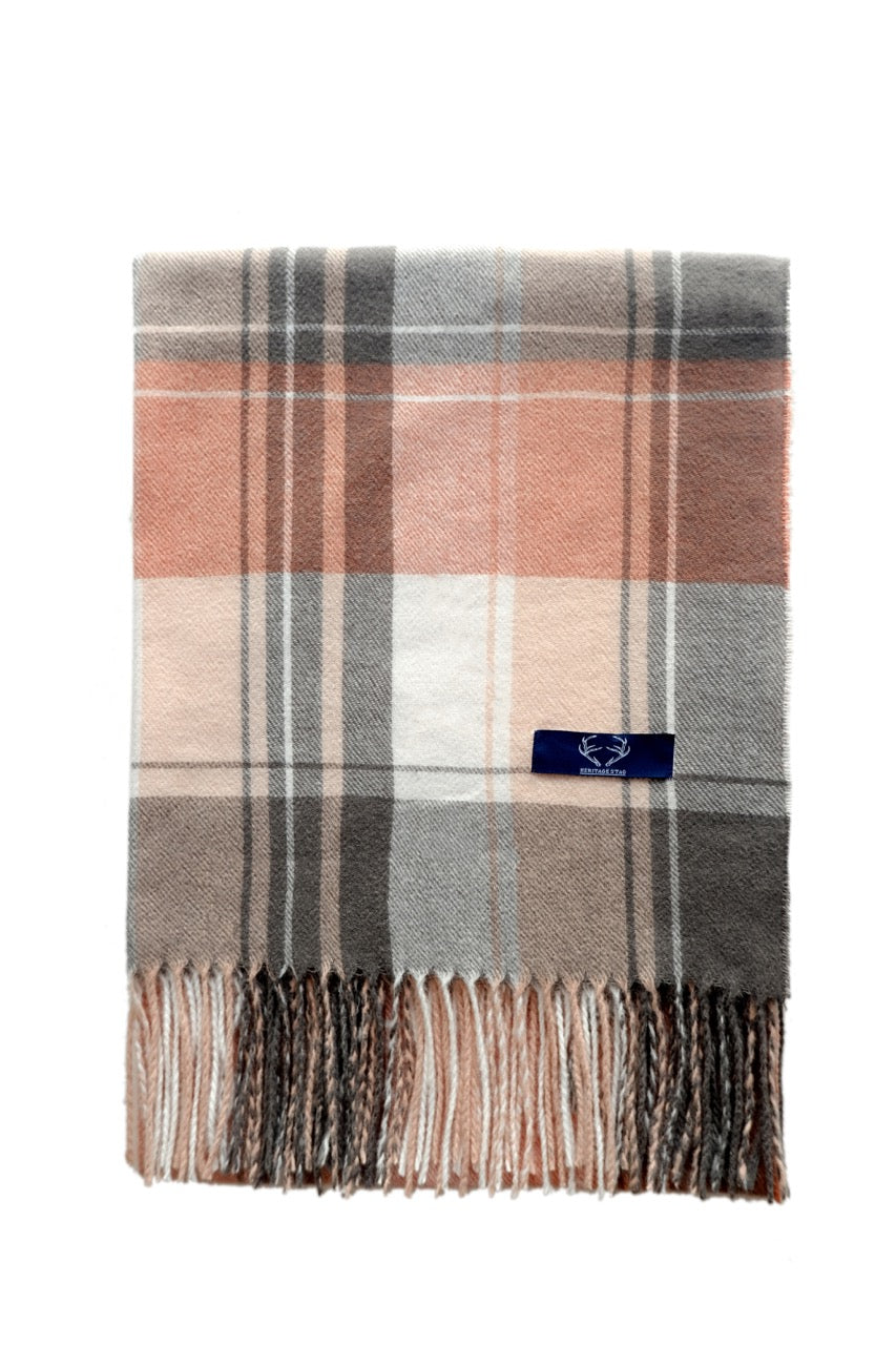 Pink & Grey Plaid Tartan Scarf