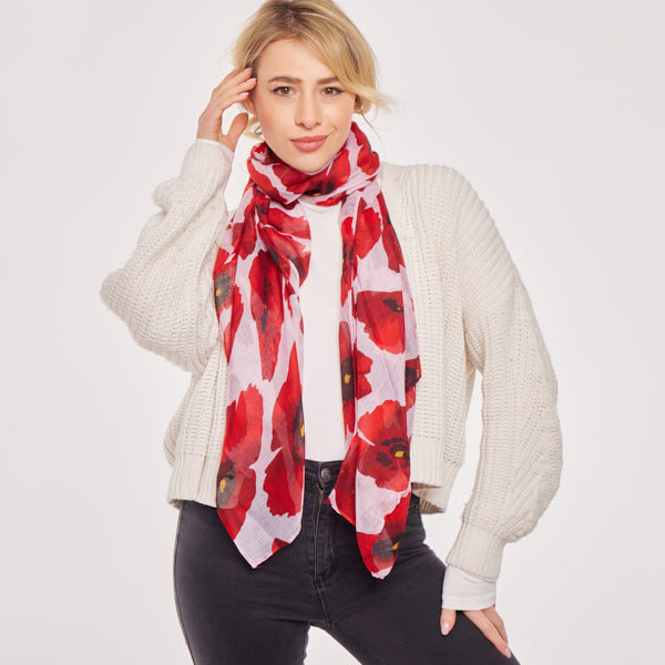 Lightweight Large Poppy Scarf