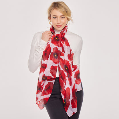 Lightweight Large Poppy Scarf