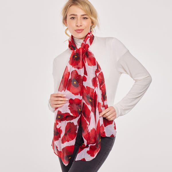 Lightweight Large Poppy Scarf