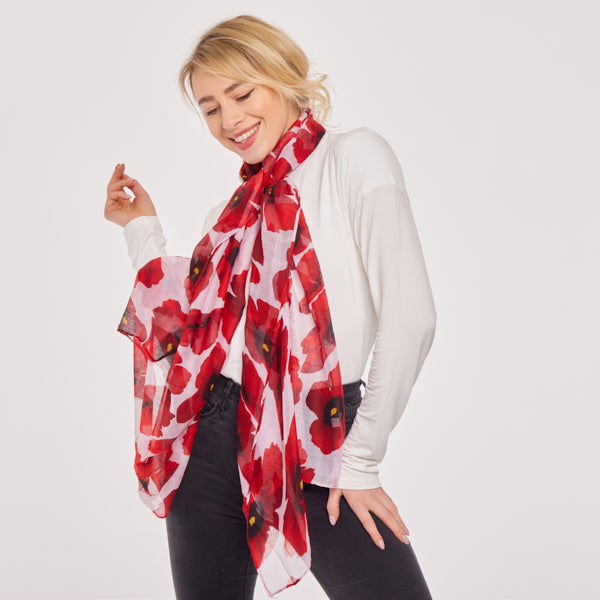 Lightweight Large Poppy Scarf