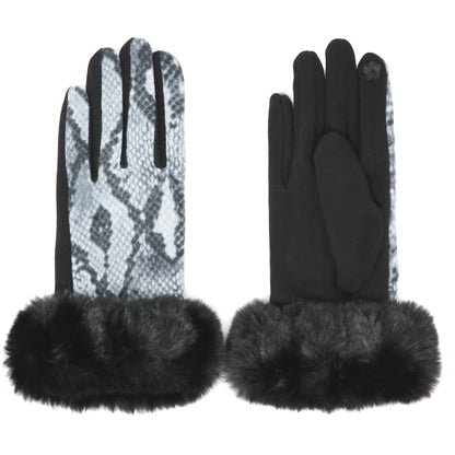 Faux-Fur Snake Gloves