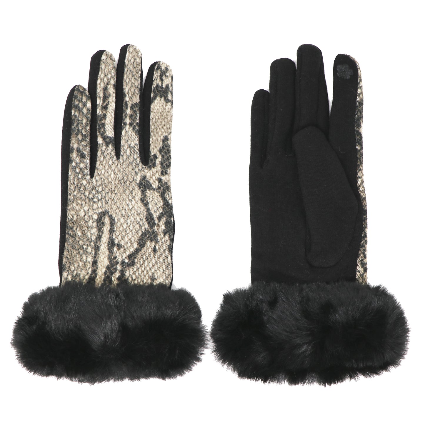 Faux-Fur Snake Gloves