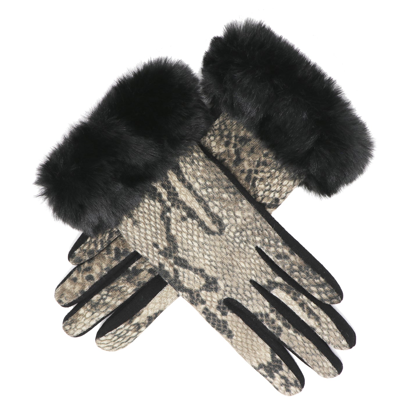Faux-Fur Snake Gloves