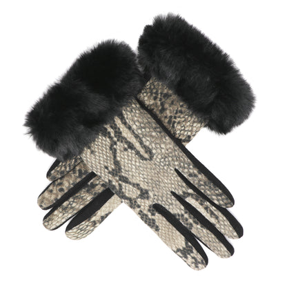 Faux-Fur Snake Gloves
