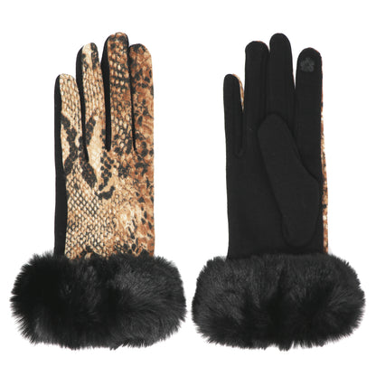 Faux-Fur Snake Gloves