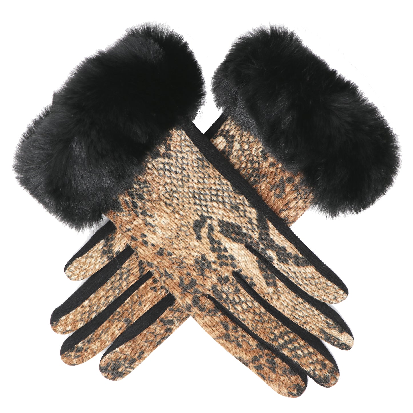 Faux-Fur Snake Gloves