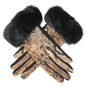 Faux-Fur Snake Gloves