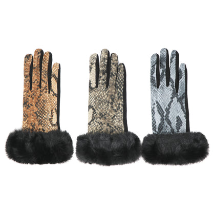 Faux-Fur Snake Gloves