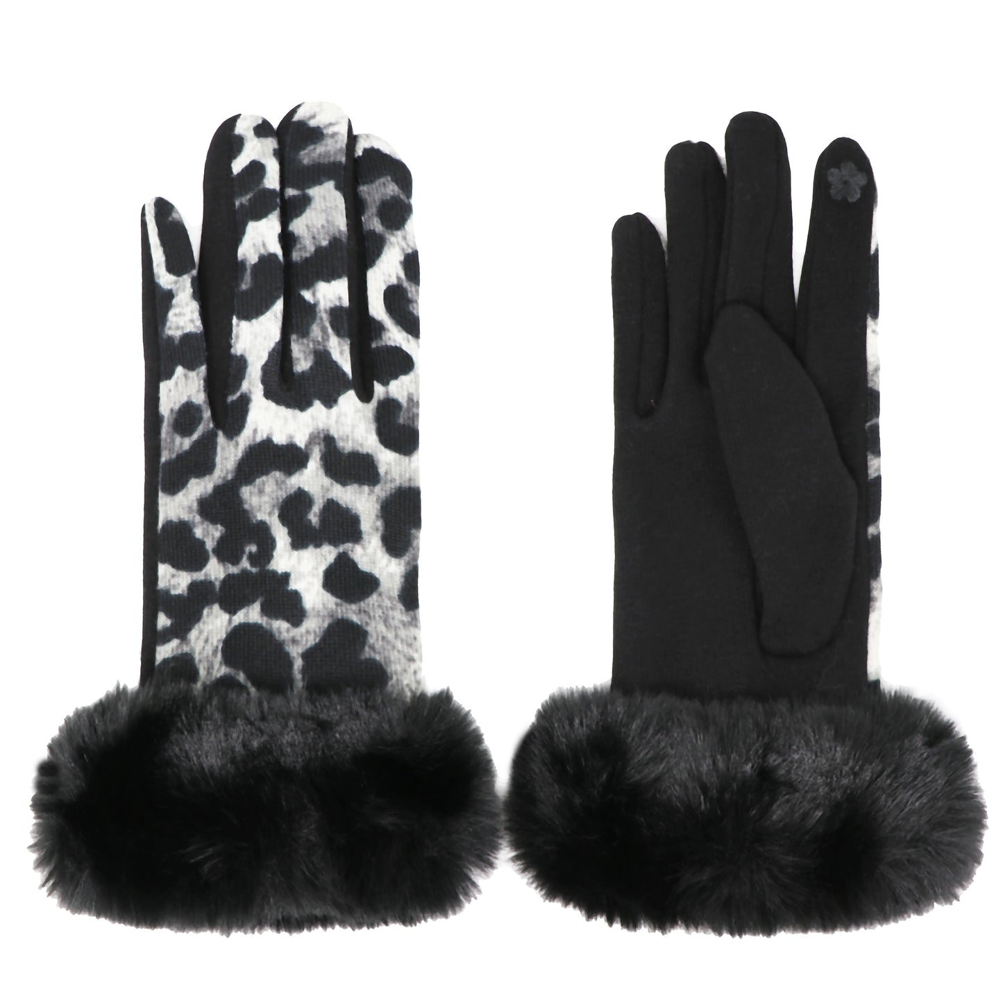 Faux-Fur Leopard Gloves