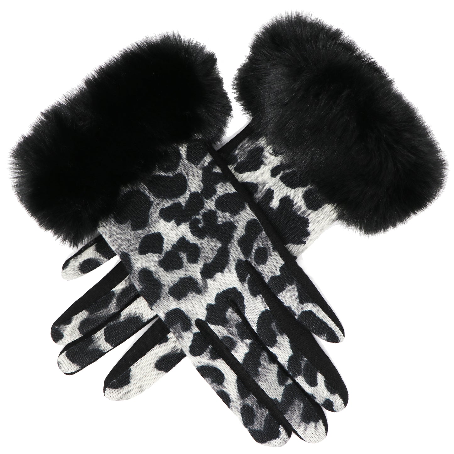 Faux-Fur Leopard Gloves