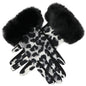 Faux-Fur Leopard Gloves