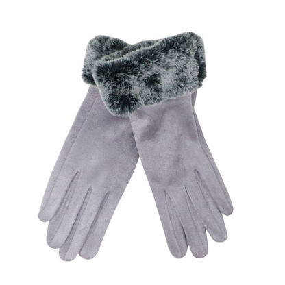 Large Trim Faux-Fur Gloves