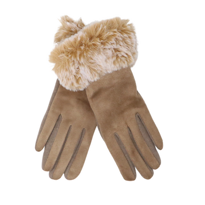 Large Trim Faux-Fur Gloves