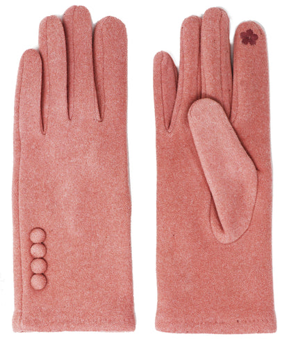 Four Button Touchscreen Plain Colour Gloves