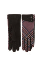 Check Gloves with Double Button Sleeve