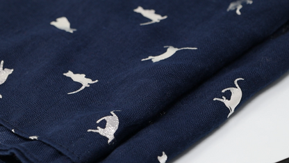 Cat Foil Print Lightweight Scarf