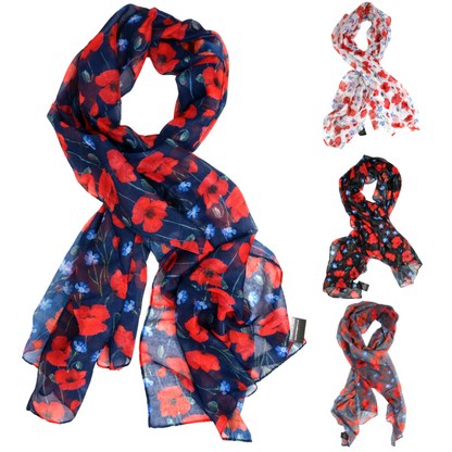 Lightweight Small Poppy Scarf
