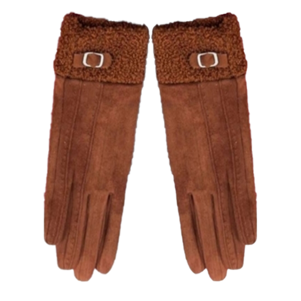 Faux Sheep Fur Buckle Gloves with Buckle