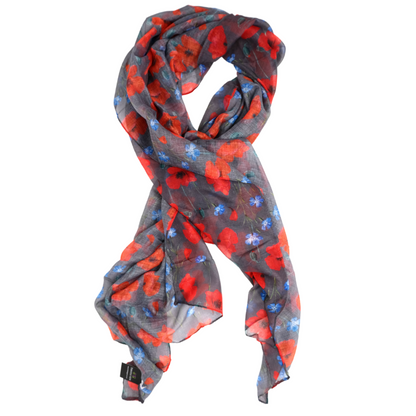 Lightweight Small Poppy Scarf