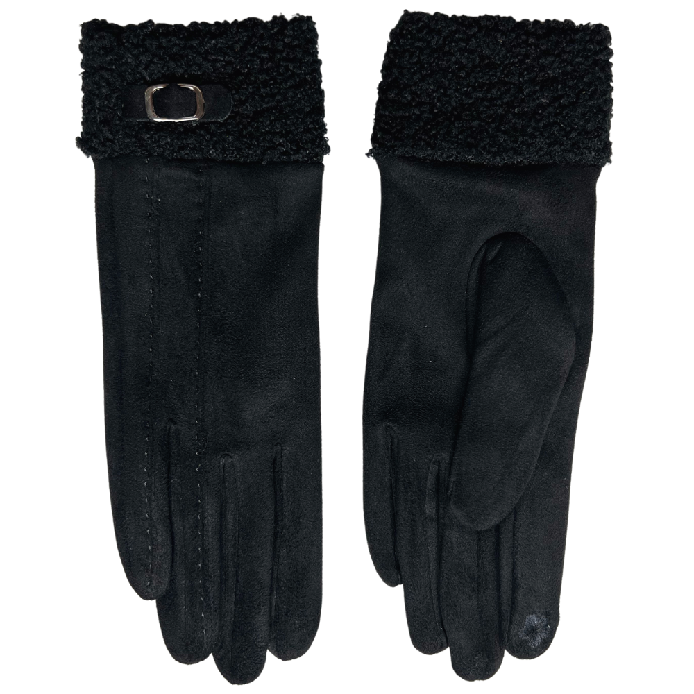 Faux Sheep Fur Buckle Gloves with Buckle