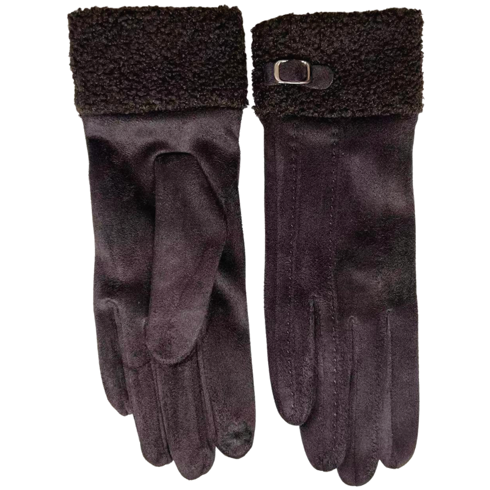 Faux Sheep Fur Buckle Gloves with Buckle