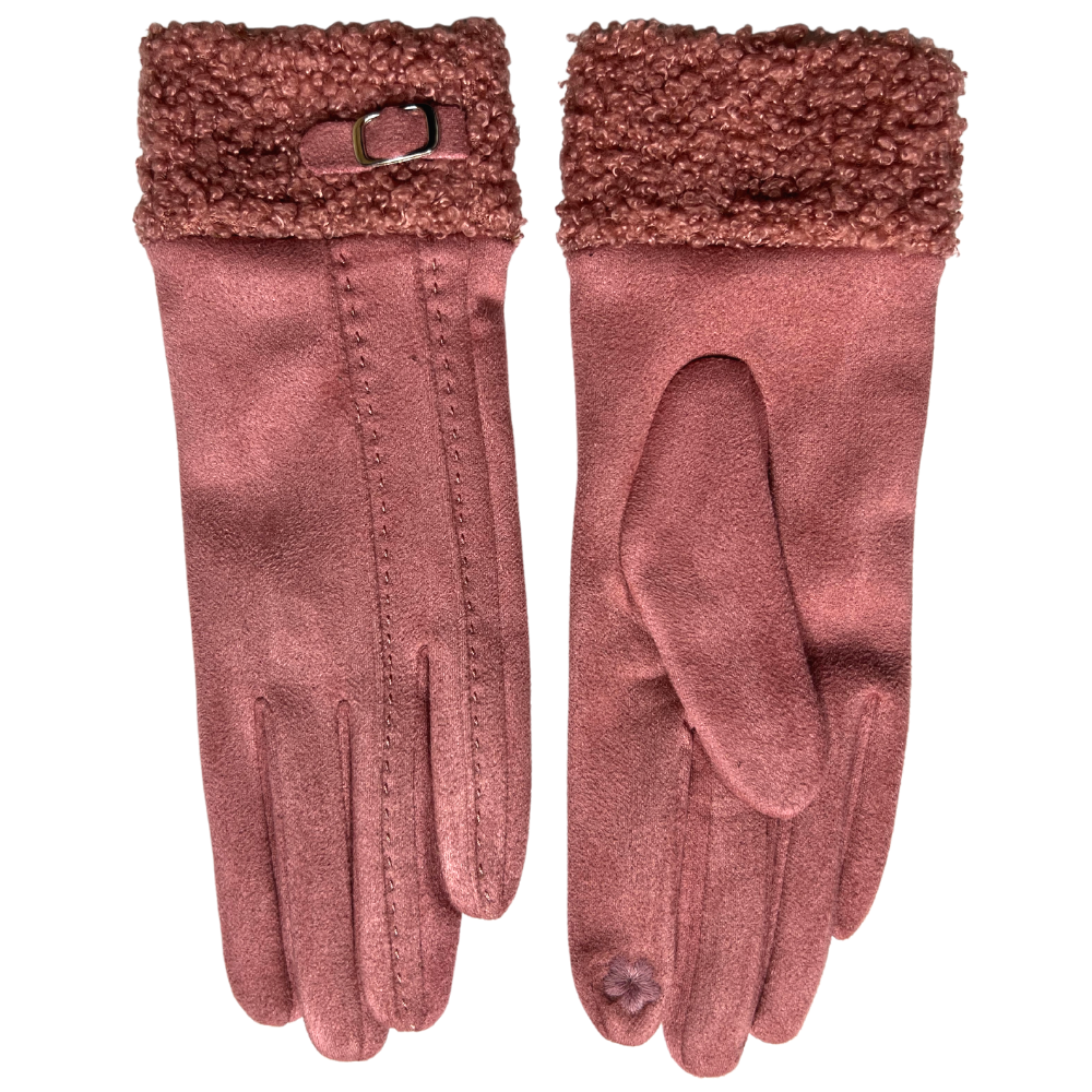 Faux Sheep Fur Buckle Gloves with Buckle